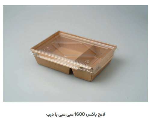 لانچ باکس کرافت 1600 دوقسمتی با درب (ظرف یکبارمصرف مقوای کرافت دوخانه